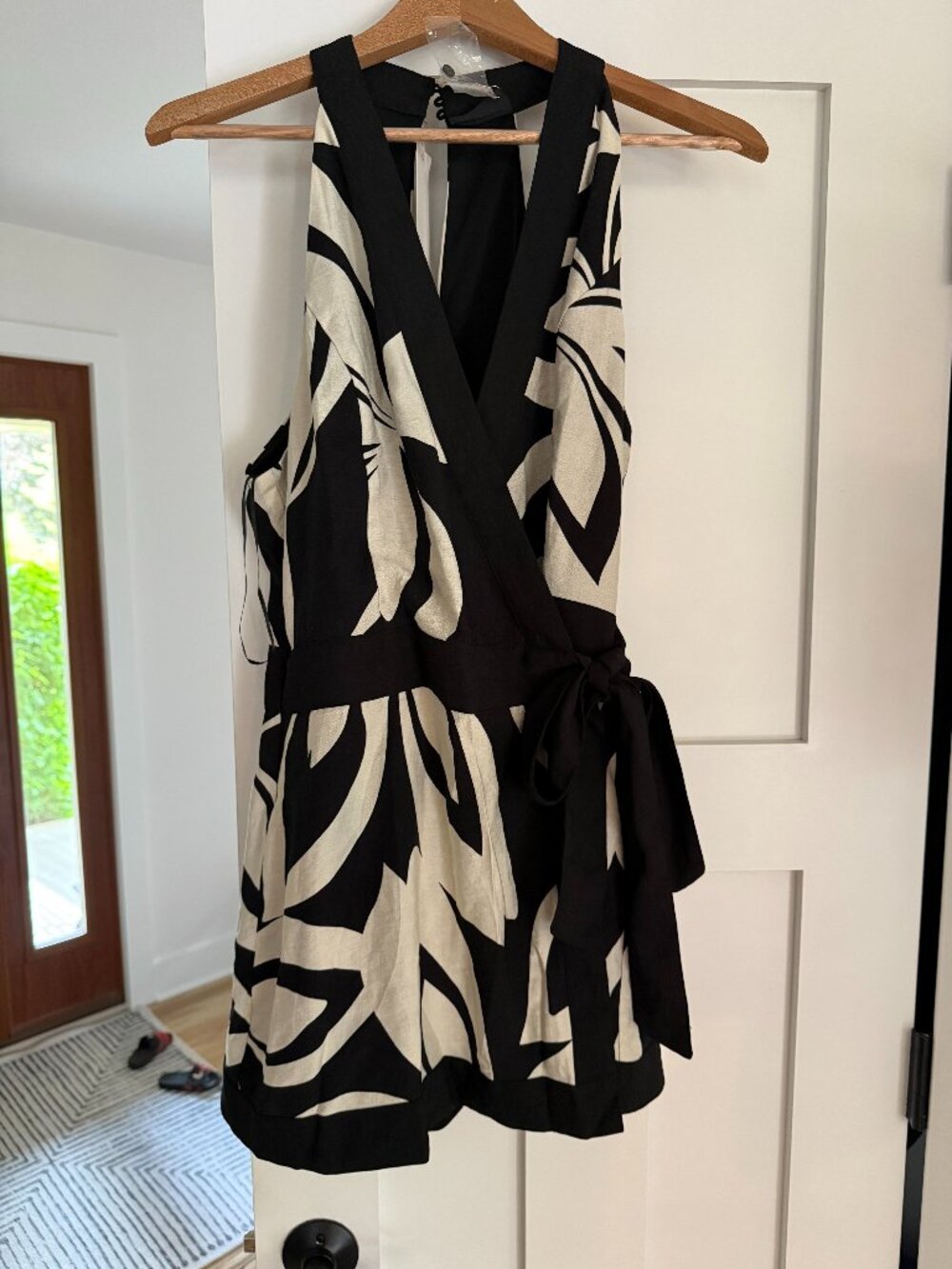 Women's black and white halter dress
